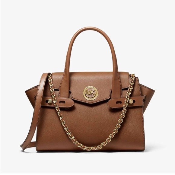 Michael Kors Handbags - Michael Kors Carmen belted saffiano leather satchel crossbody luggage brown